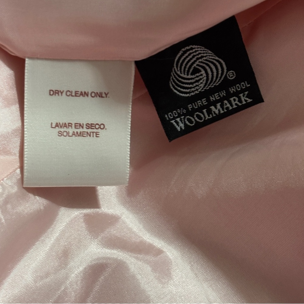 Women’s 14T 100% Wool Pink Blazer Worthington Fully Lined 3 Button Faux Pockets - Picture 7 of 9